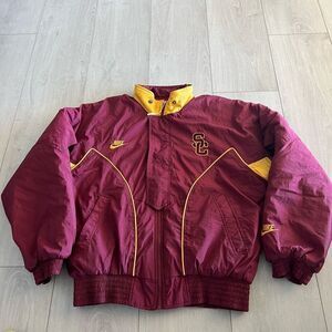 Nike Men's Maroon and Yellow USC Bomber Jacket